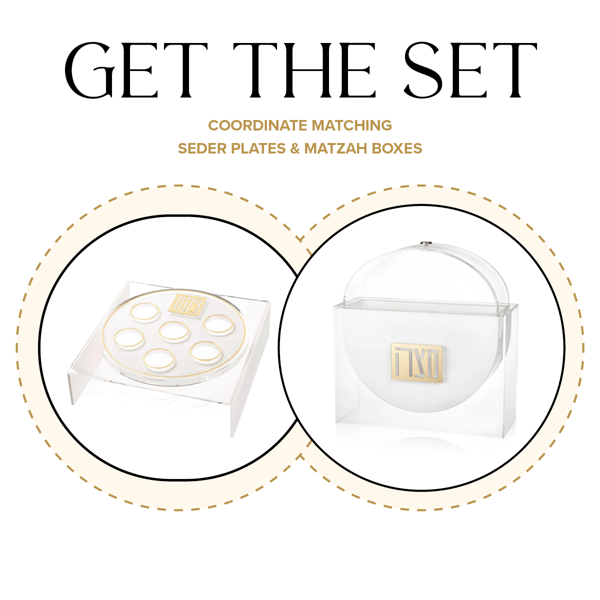 Suspended Tall Seder Plate & Standing Matzah Box Set