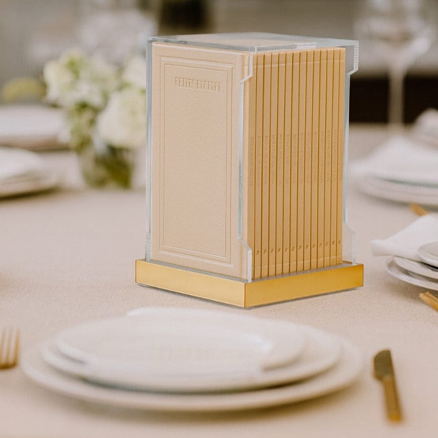 Tall Hardcover Leather & Lucite Bencher Set (Set of 14)