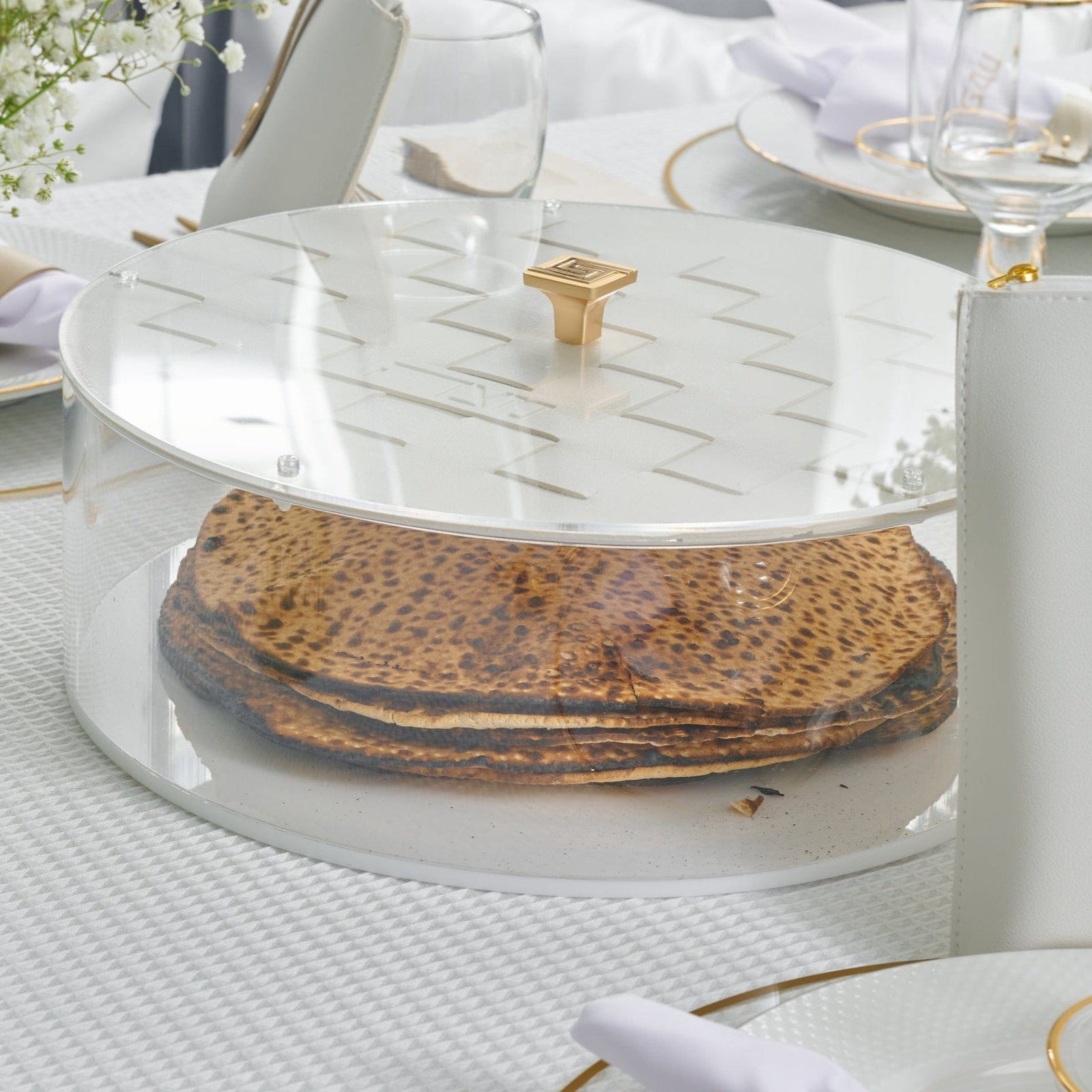Woven Leather Pesach 2025 Tablescape