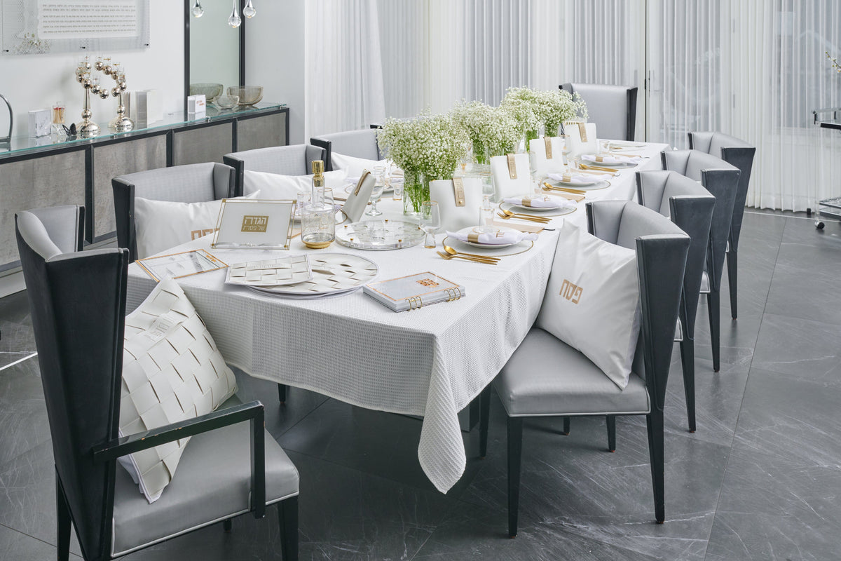 Woven Leather Pesach 2025 Tablescape