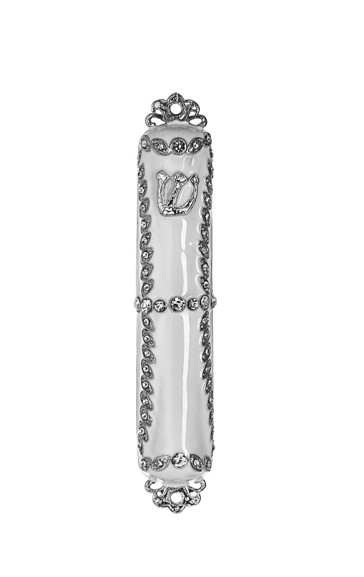WHITE ENAMEL WITH CLEAR STONES