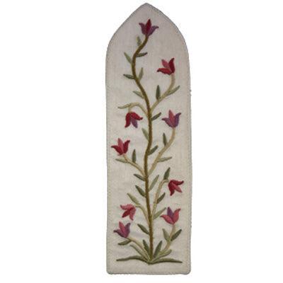 White Flowers Embroidered Bookmark
