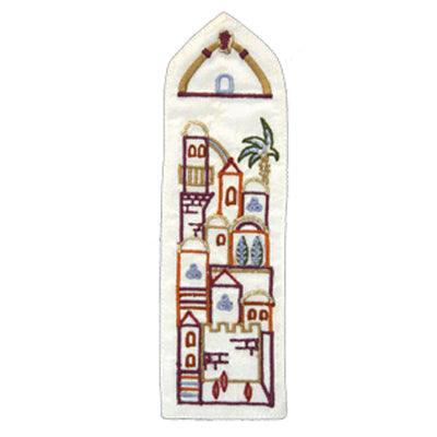 White Jerusalem Embroidered Bookmark