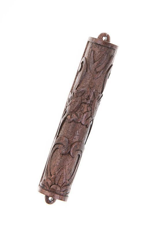 WOOD CARVED MEZUZAH CASE EBONY