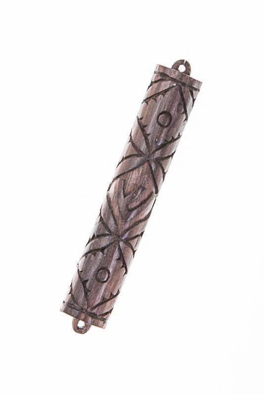 WOOD CARVED MEZUZAH CASE TEAK