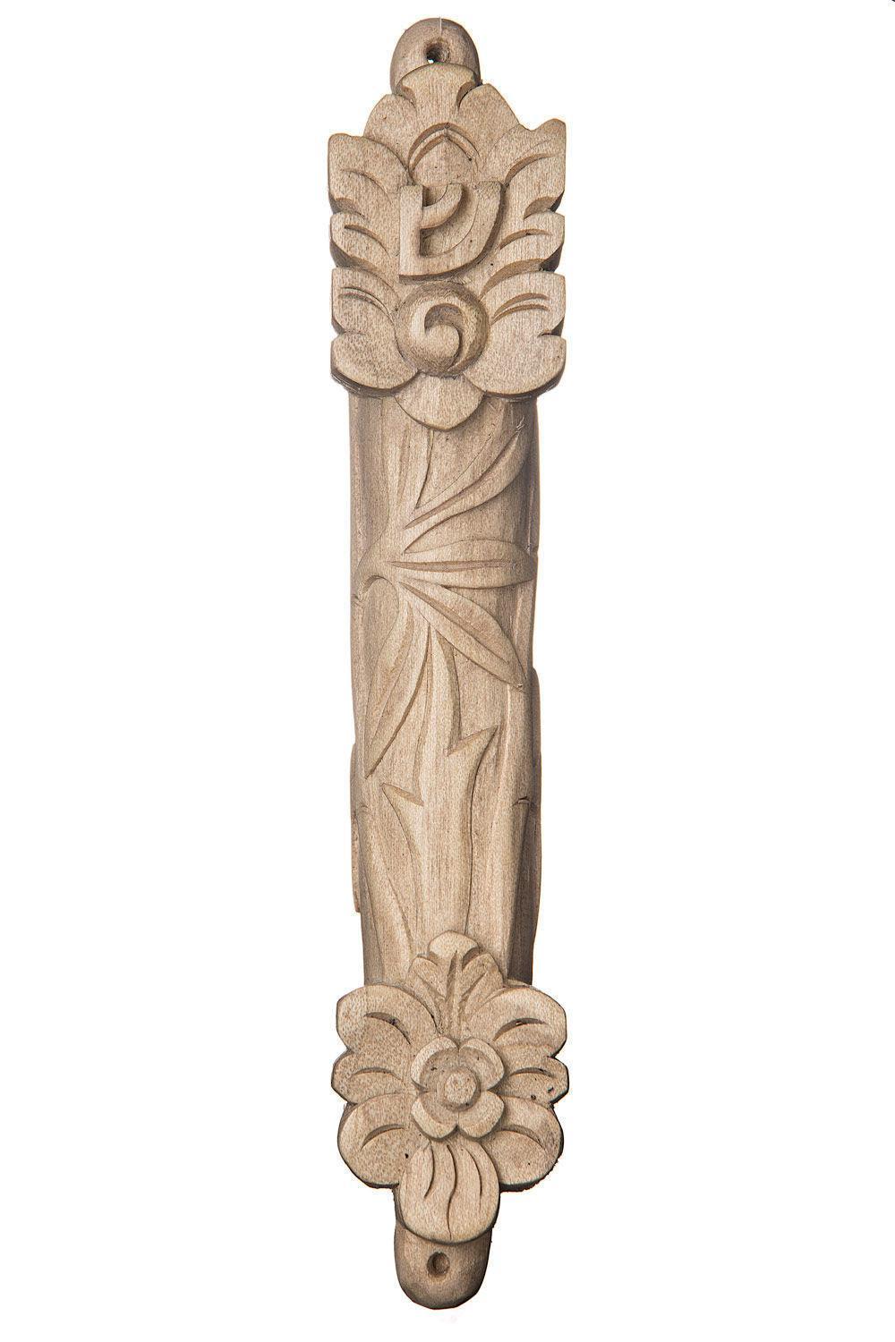 WOOD CROCODILE FLOWER DESIGN MEZUZAH CASE