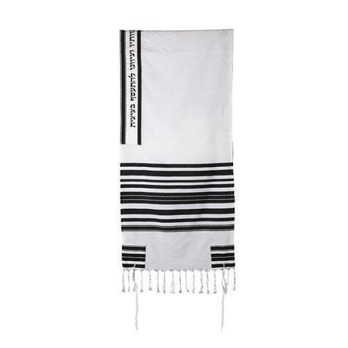 Woven Tallit w/ Stripes-Black (EM-TAA2)