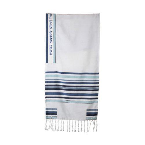 Woven Tallit w/ Stripes-Blue (EM-TAA1)