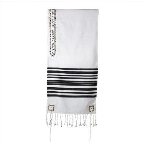 Woven Tallit w/ Stripes-Jerusalem Atara-Black (EM-TAL2B)