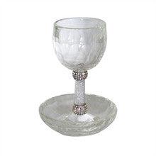 Crystal Kiddush Cup w/ Rose Accent & StonesStem