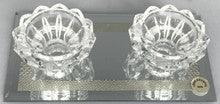 Flower Shaped Crystal Candlesticks with Gold Rim