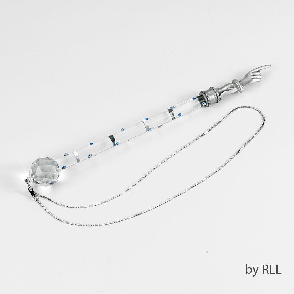 YAD, PEWTER/CRYSTAL WITH  BL STONES/CRYSTAL BALL, 7.25"