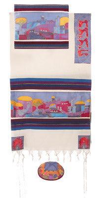 Yair emanuel Cotton and Silk Tallit  - Jerusalem Dove in color TWS-7