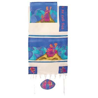 Yair emanuel Cotton and Silk Tallit  - Miriam and Debora TWS-5