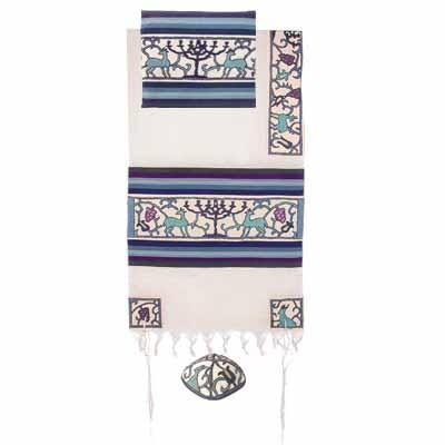 Yair Emanuel Embroidered Cotton Tallit - Papercut TFE-4