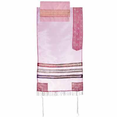 Yair emanuel Organza Tallit - Pink  17x 72   TAR-4