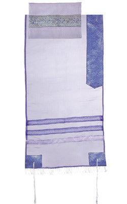 Yair emanuel Organza Tallit - Purple background 17 x 72   TAR6