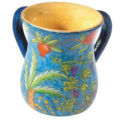 Yair Emanuel s Wooden Netilat Yadayim -7 Species Large 6.7 X 5.4 NYL-2