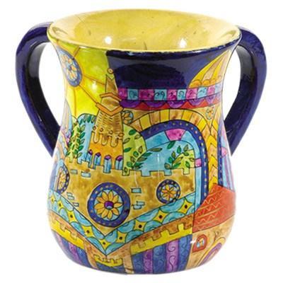Yair Emanuel s Wooden Netilat Yadayim -Oriental Jerusalem Medium 5.4 X 4.3 NYS-6