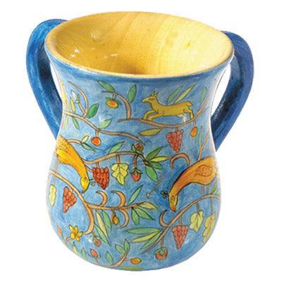 Yair Emanuel s Wooden Netilat Yadayim -Peacocks Medium 5.4 X 4.3 NYS-4
