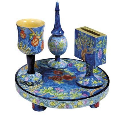 Yair Emanuel Wooden Havdallah Set - The Seven Species HAV-4