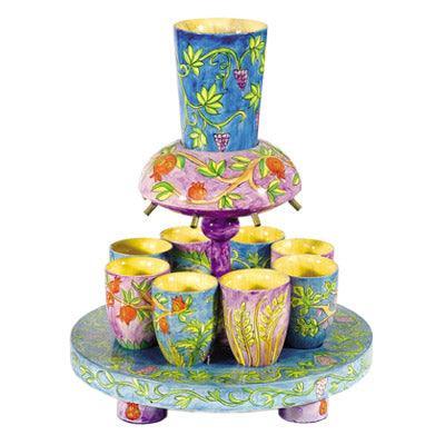 Yair Emanuel Wooden Kiddush Fountain - The Seven Species (EM-FN3)