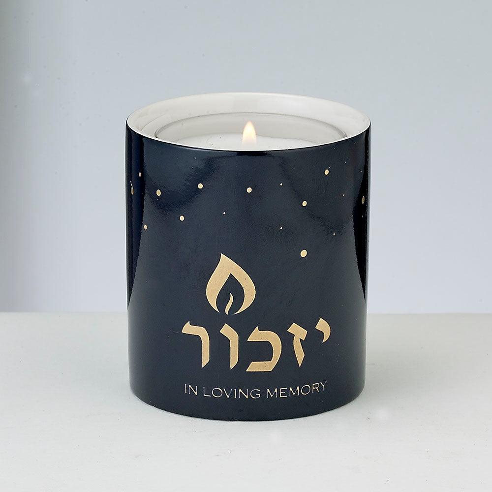 YIZKOR LUMINARIA,1 DAY CANDLE,"BLUE W/ GOLD ACC",CERAM,3 ",CLRBX