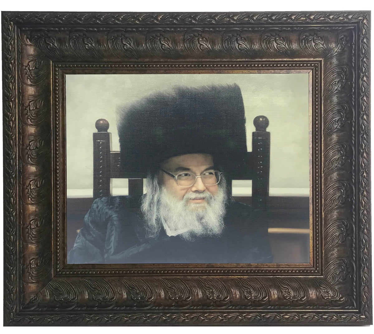 Belzer Rav framed picture painting in Brown Frame Size 11x14"