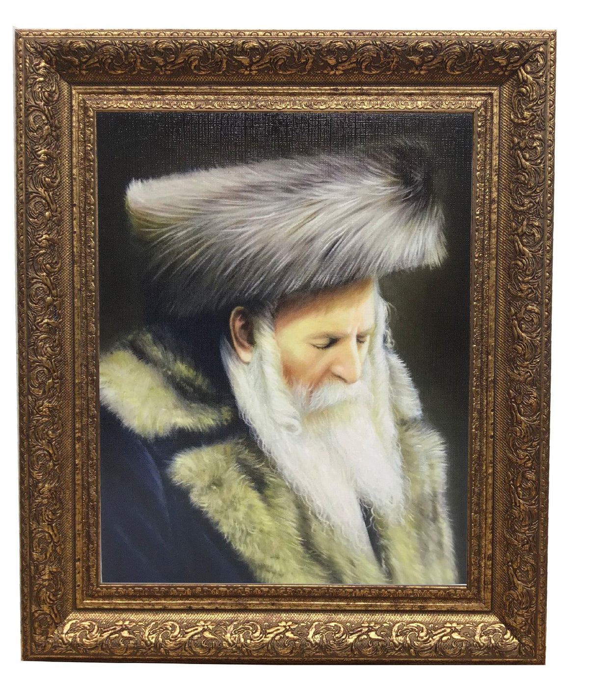 Bobover Rebbe-Reb Bentzion Framed Picture Painting in Gold Frame, Size 11x14&quot;