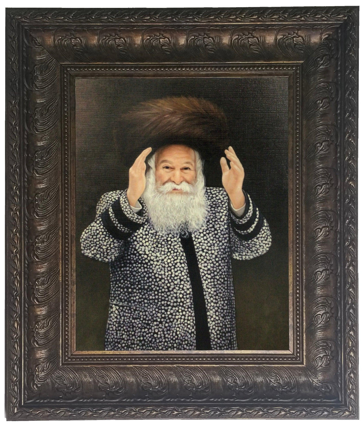 Bobover Rebbe- Reb Bentzion Standing - Painting on Canvas, Brown Size 16x20"