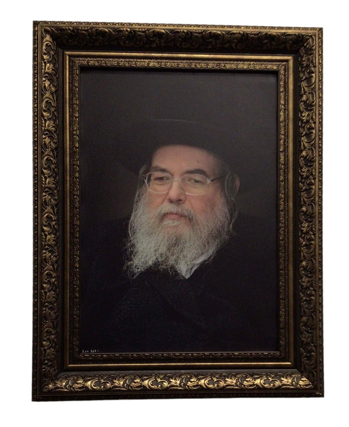 Framed Canvas of the Belz Rebbe, Size 21x27, Brown