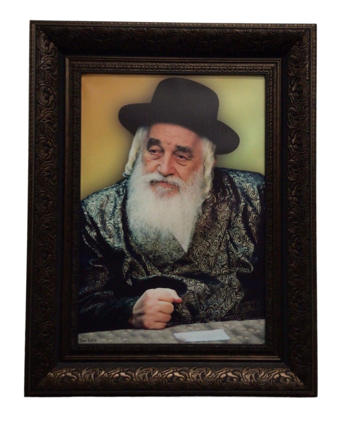 Framed Canvas of the Viznitz Rebbe-Yeshuas Moshe, Size 21x27, Brown