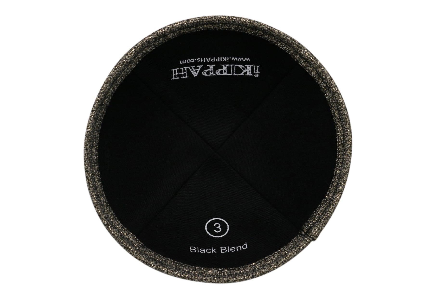 A black blend colored iKIPPAH brand yarmulke inside view.