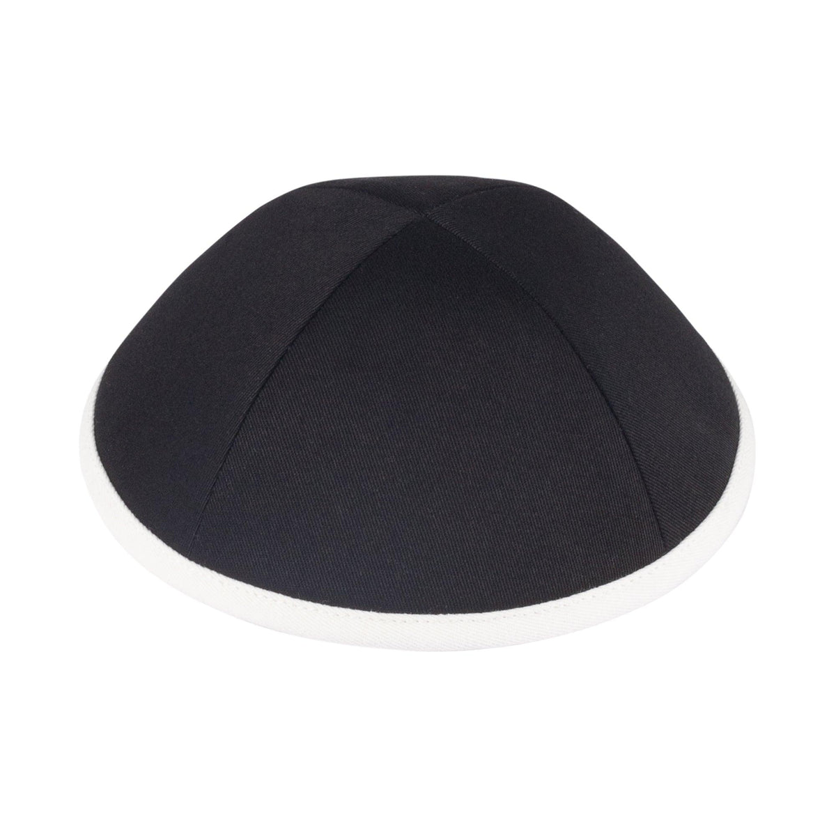 IKIPPAH BLACK COTTON W/ IVORY RIM YARMULKE