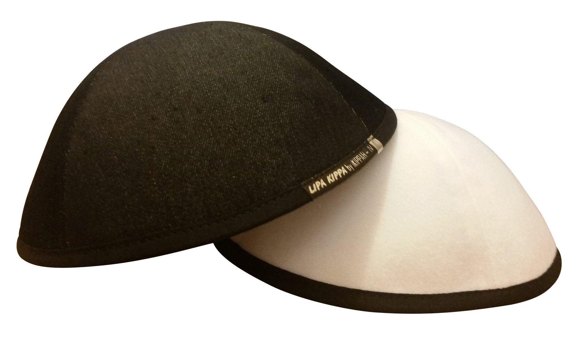 Black & white reversible denim iKIPPAH yarmulke with both sided displayed.