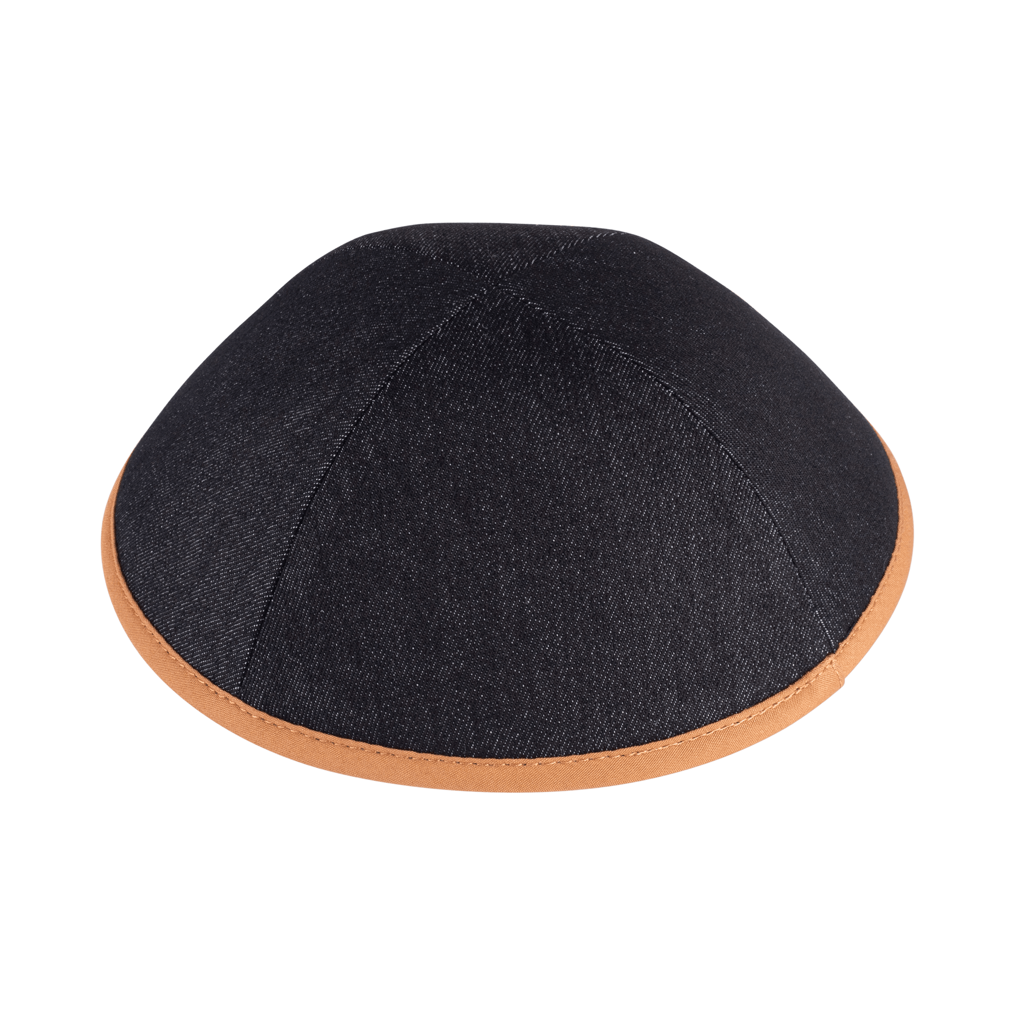 IKIPPAH BLACK DENIM W/ CAMEL RIM YARMULKE