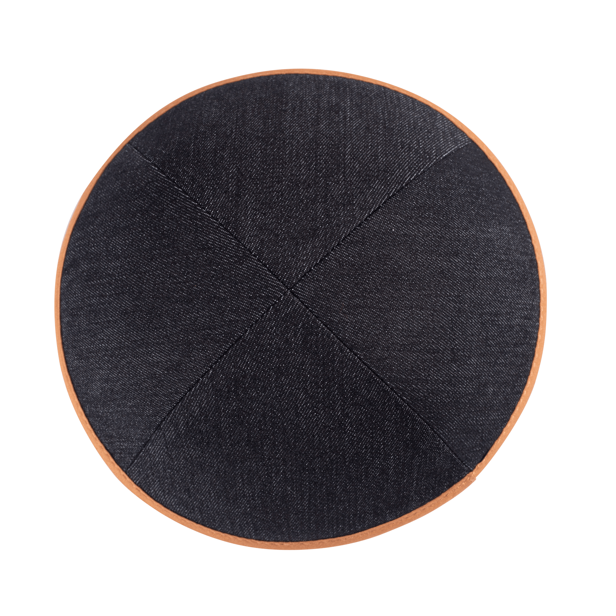 IKIPPAH BLACK DENIM W/ CAMEL RIM YARMULKE