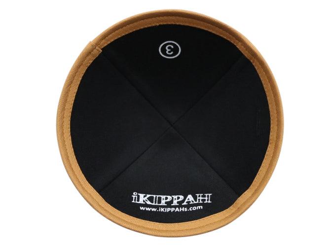 IKIPPAH BLACK DENIM W/ CAMEL RIM YARMULKE