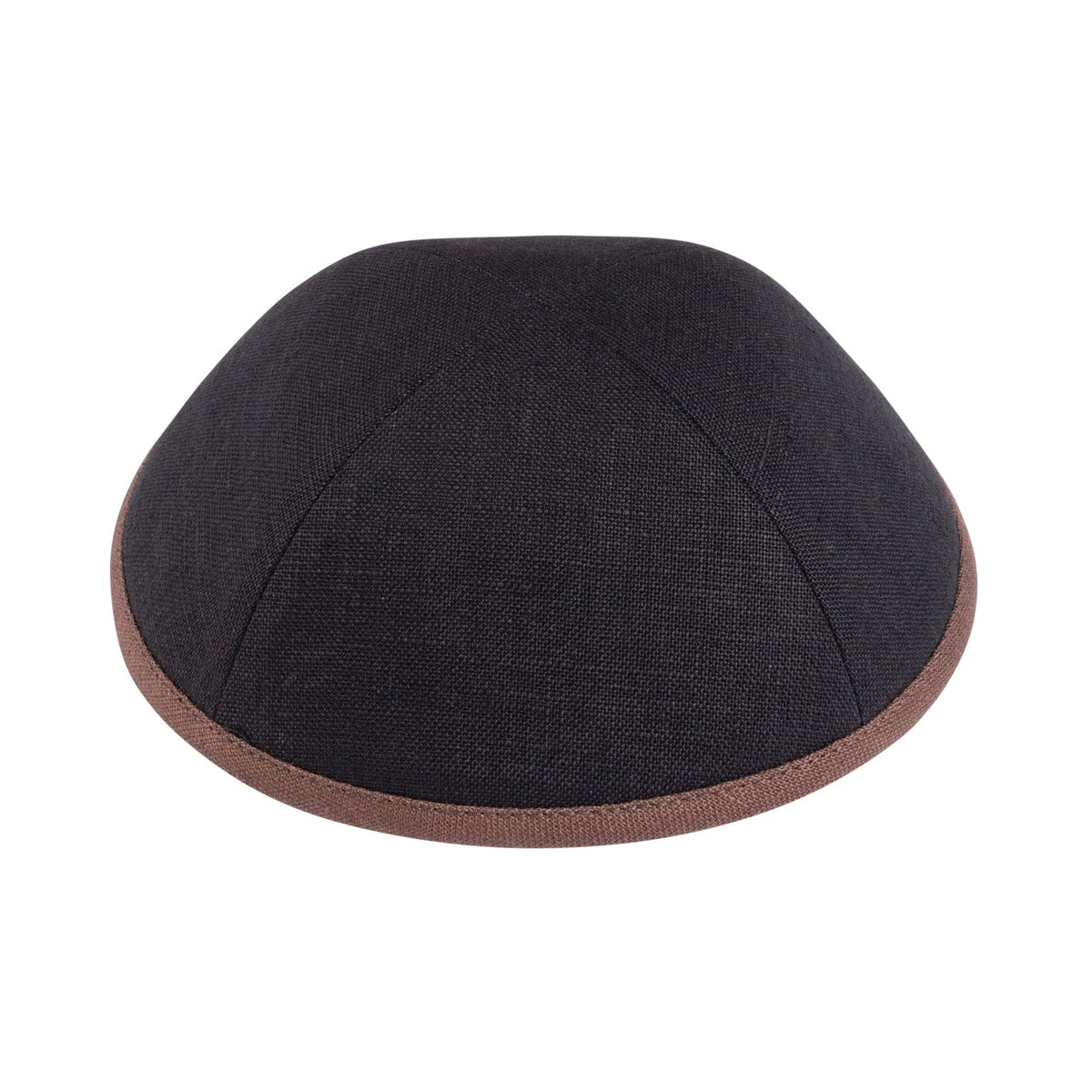 IKIPPAH BLACK LINEN W/ BROWN RIM YARMULKE