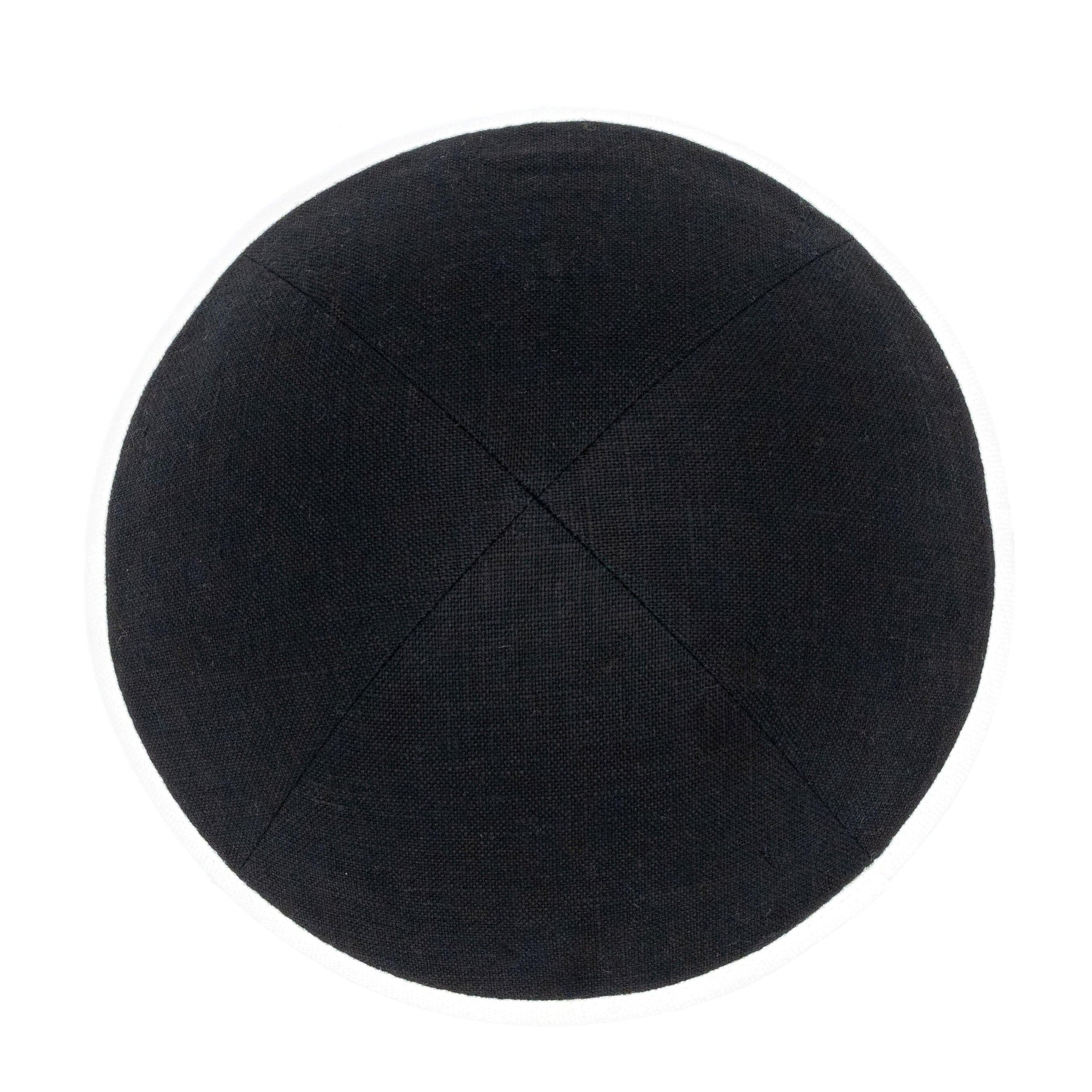 IKIPPAH BLACK LINEN W/ WHITE RIM YARMULKE