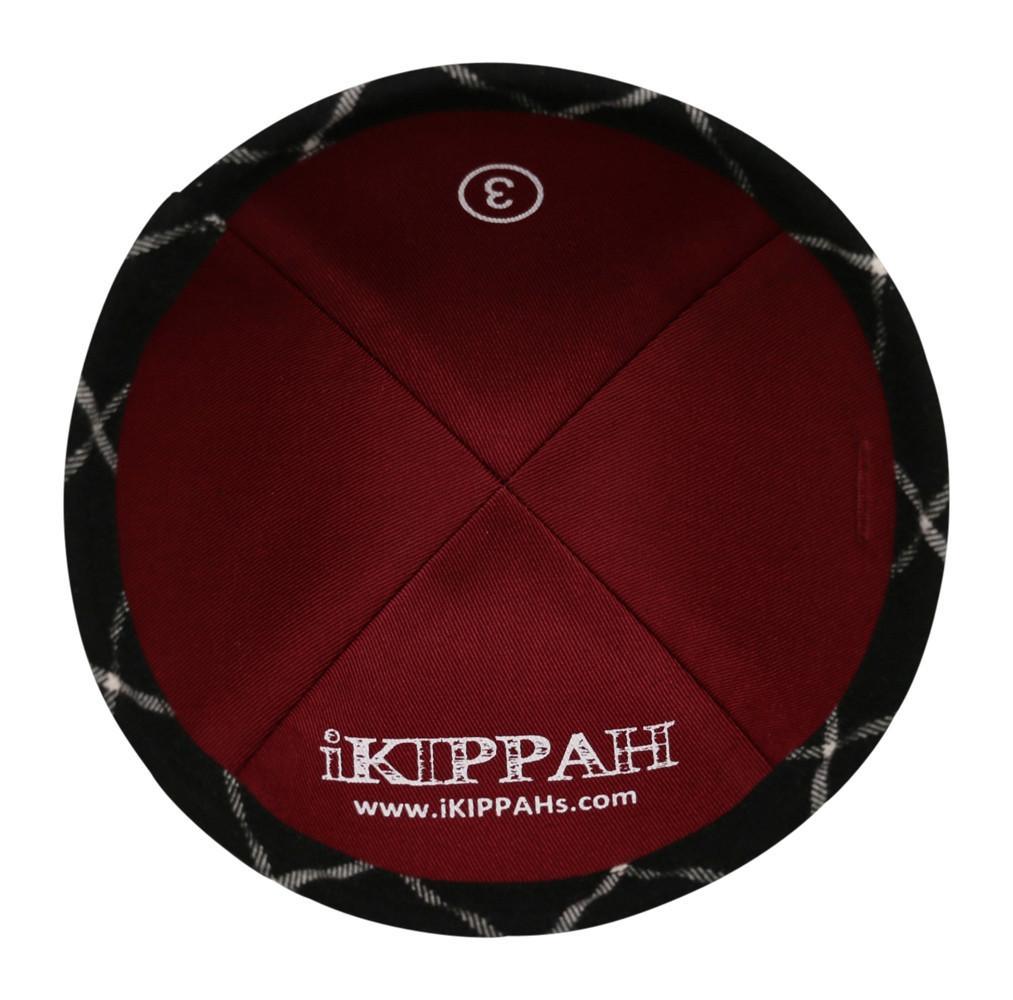 Black plaid iKIPPAH yarmulke inside view.