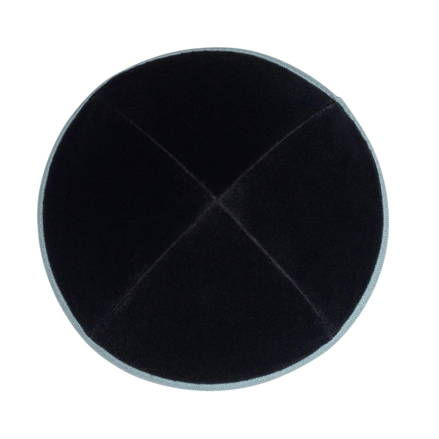 IKIPPAH BLACK VELVET W/ BLUE GRAY RIM YARMULKE