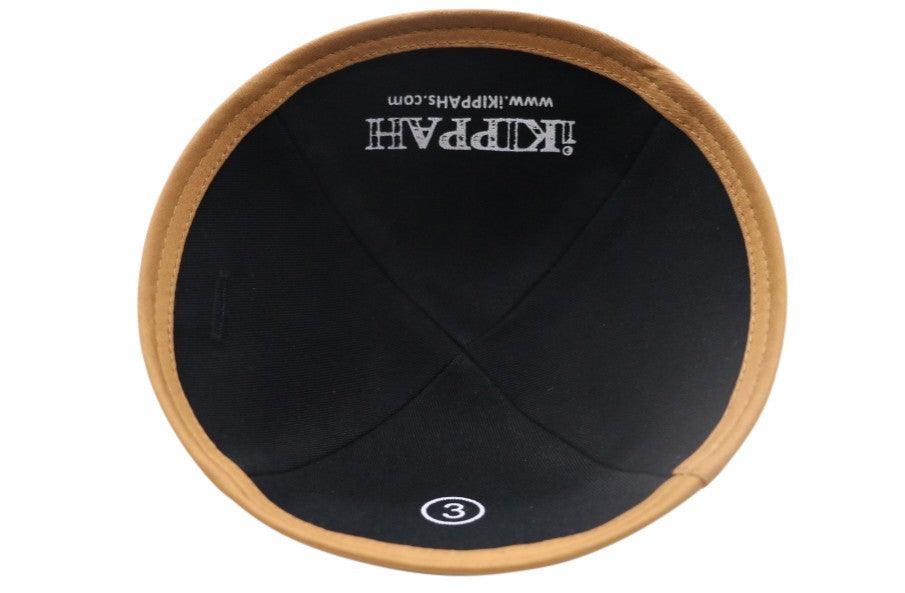 IKIPPAH BLACK VELVET W/ CAMEL RIM YARMULKE