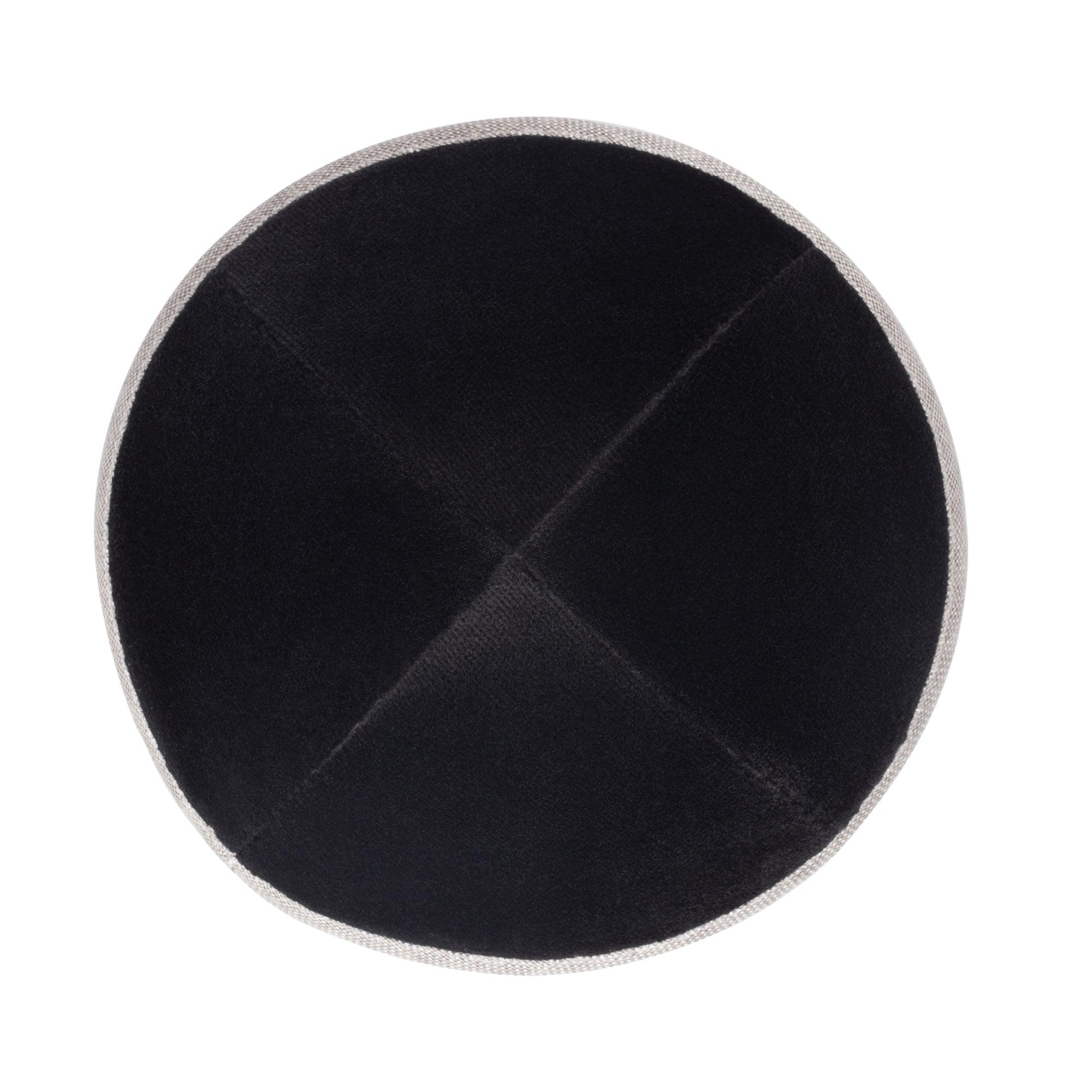 IKIPPAH BLACK VELVET W/ COFFEE RIM YARMULKE