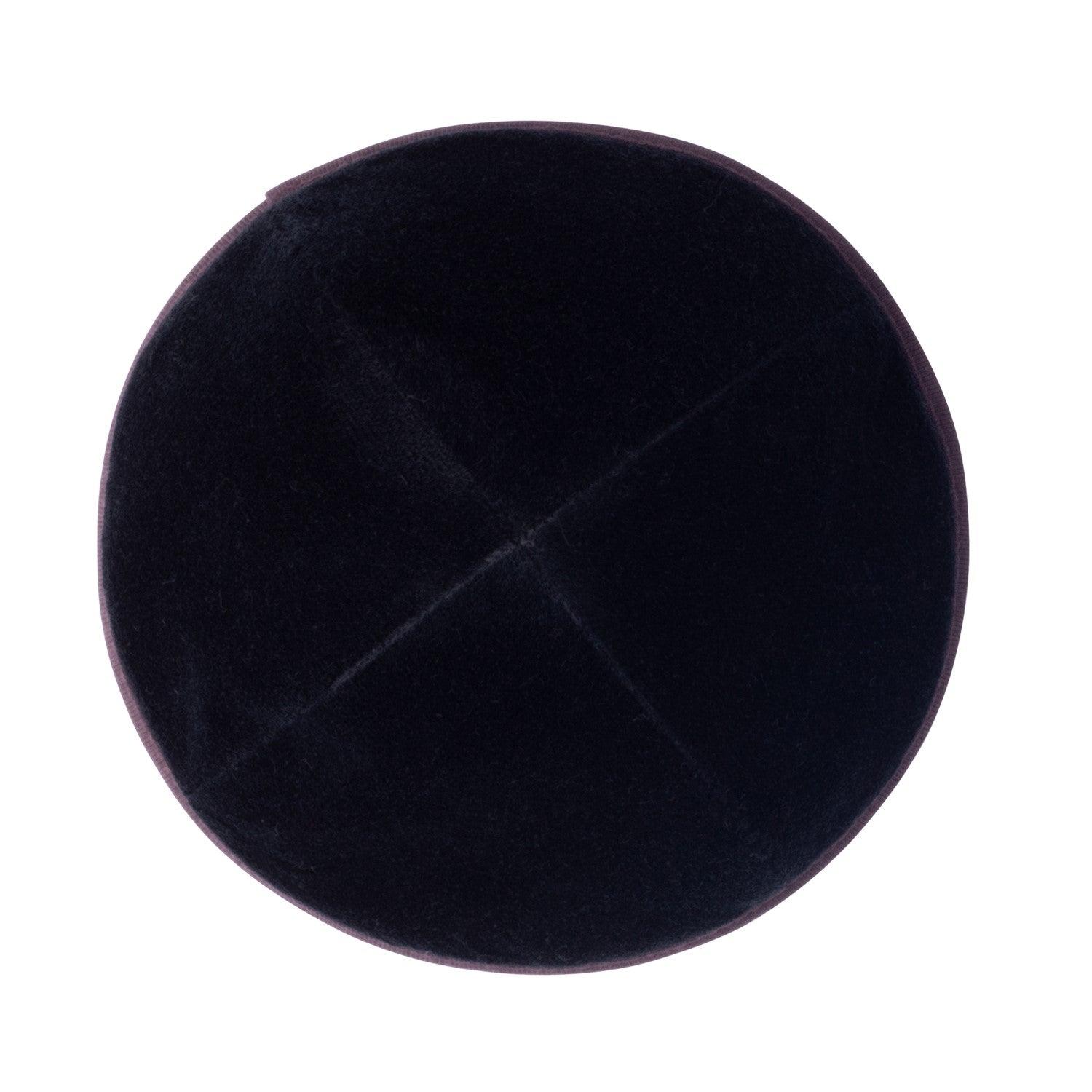 IKIPPAH BLACK VELVET W/ EGGPLANT RIM YARMULKE