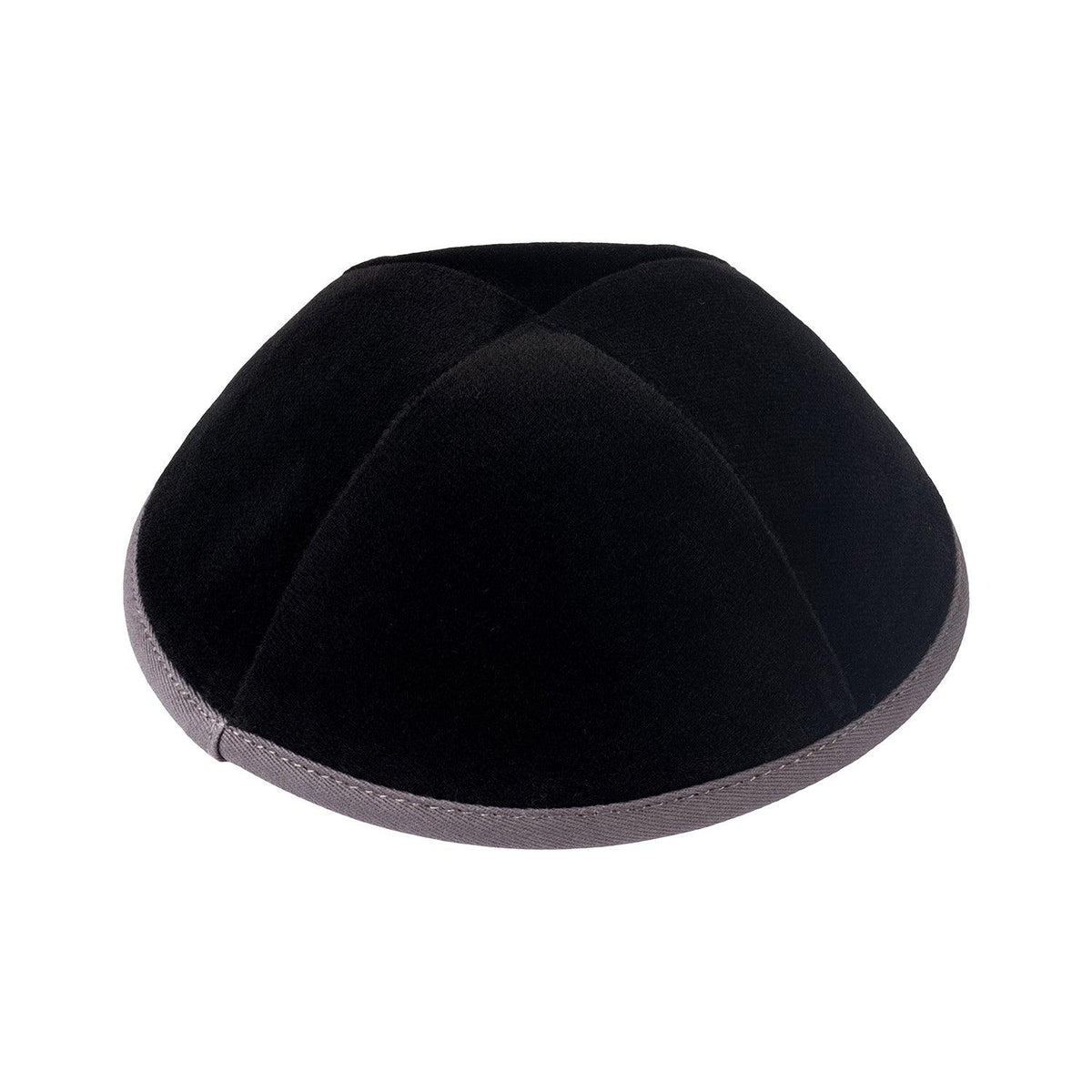 IKIPPAH BLACK VELVET W/ GRAY RIM YARMULKE