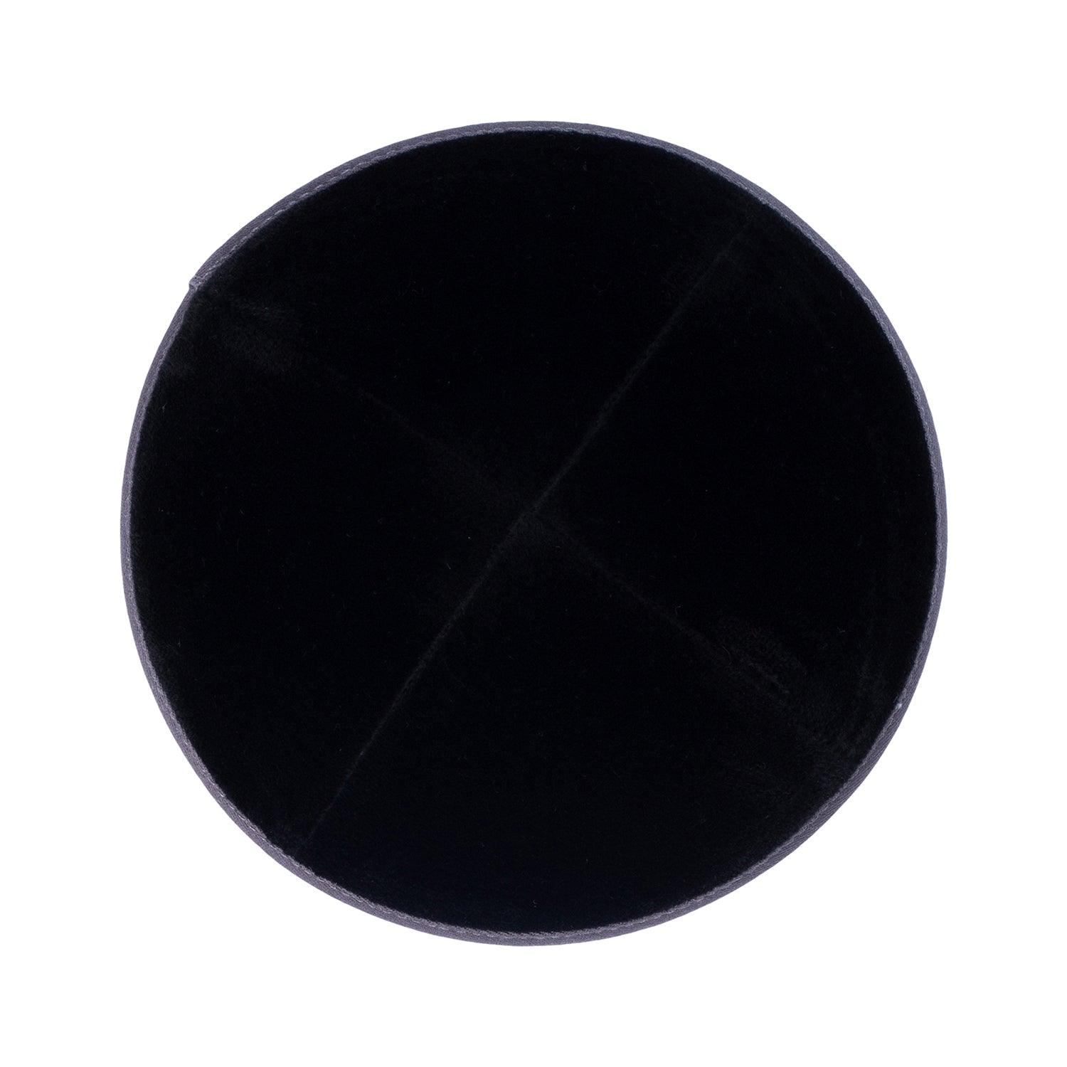 IKIPPAH BLACK VELVET W/ GRAY RIM YARMULKE