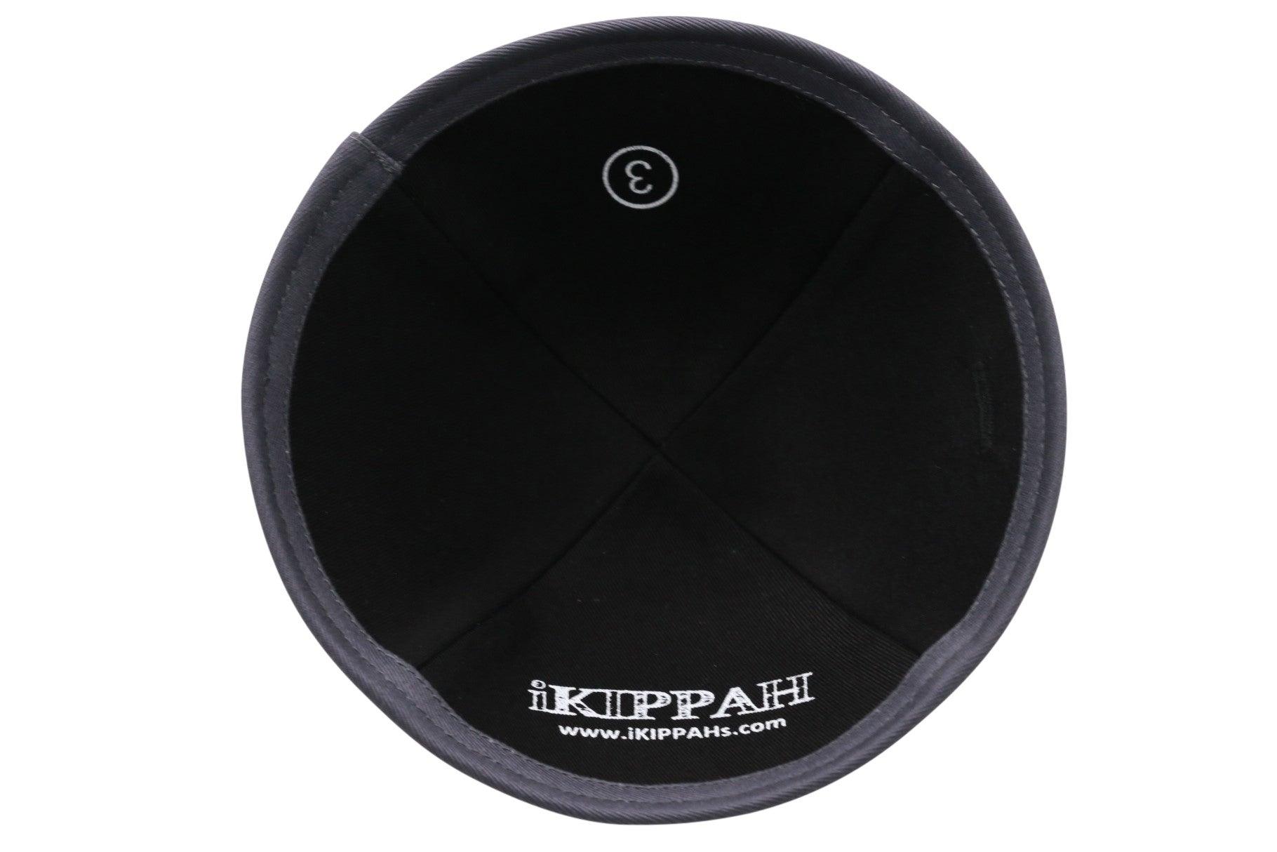 IKIPPAH BLACK VELVET W/ GRAY RIM YARMULKE