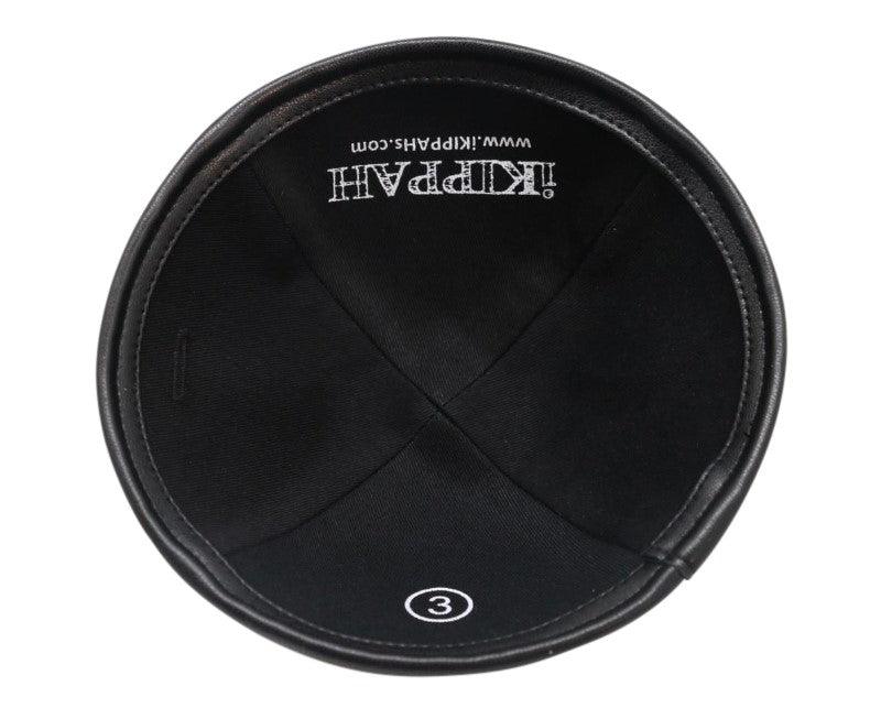 IKIPPAH BLACK VELVET W/ LEATHER RIM YARMULKE