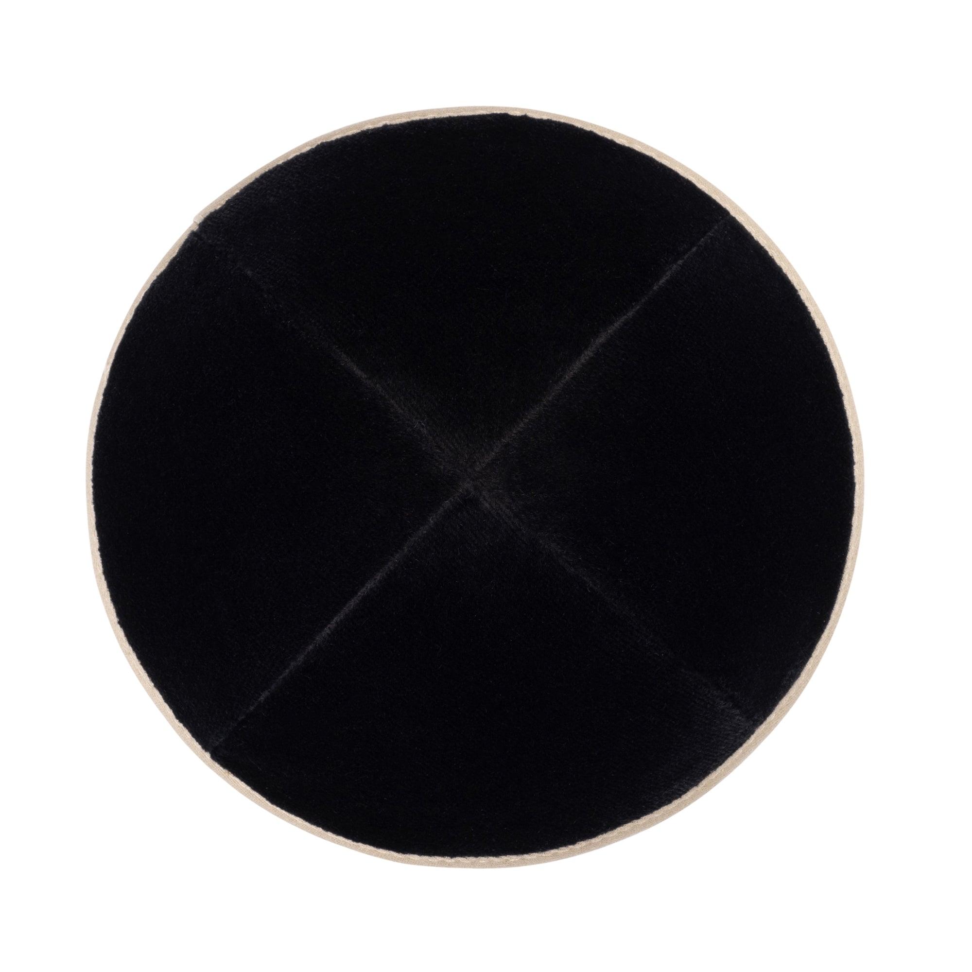 IKIPPAH BLACK VELVET W/ TAN RIM YARMULKE